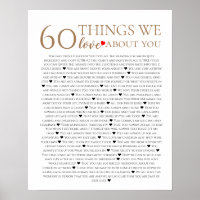60 things we love about you, 70th 80th birthday