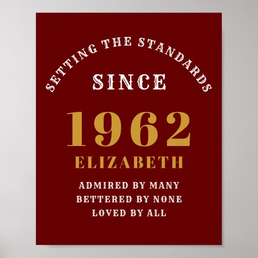 Poster 60e anniversaire 1962 Elégant Red Gold Chic (Devant)