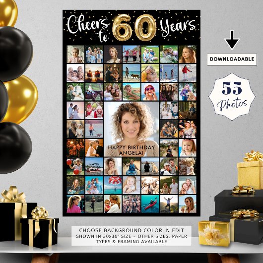 Poster 60e anniversaire 55 photo Collage de photos bravo 