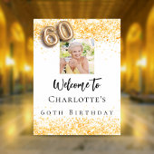 Poster 60e anniversaire blanc or photo confetti bienvenue