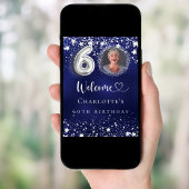 Poster 60e anniversaire bleu argent étoiles photo bienven