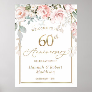 Poster 60e anniversaire du Mariage Roses roses Roses Rose
