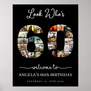Poster 60e anniversaire élégant Photo Collage signe de la