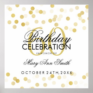 Poster 60e anniversaire Faux Gold Foil Parties scintillan