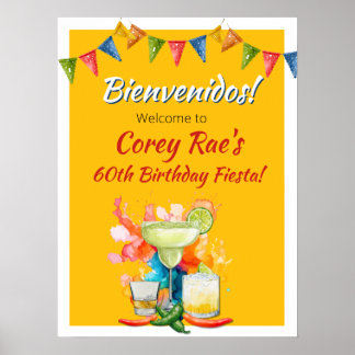 Poster 60e anniversaire Fiesta mexicaine Bienvenidos Bien