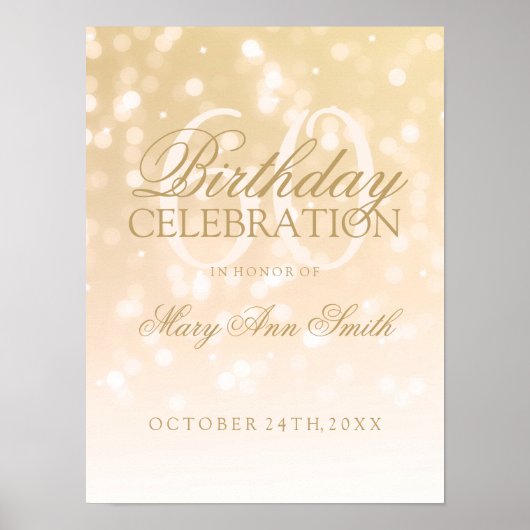 Poster 60e anniversaire Gold Bokeh éclairs (Devant)