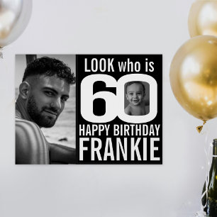 Poster 60e anniversaire look noir 60 photo personnalisée