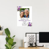 Poster 60e anniversaire Mariage Gold Frame Roses violets (Bureau à domicile)