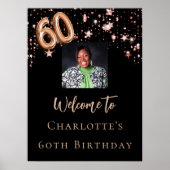 Poster 60e anniversaire noir rose or photo star accueil (Devant)