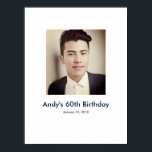 Poster 60e anniversaire photo personnalisée Se connecter<br><div class="desc">60e anniversaire photo personnalisée Se connecter Bureau de la fête. Customisez avec votre propre photo et demandez à votre invité d'écrire un message personnel. Grand souvenir d'anniversaire. Merci pour regarder Happy Foods Design!</div>