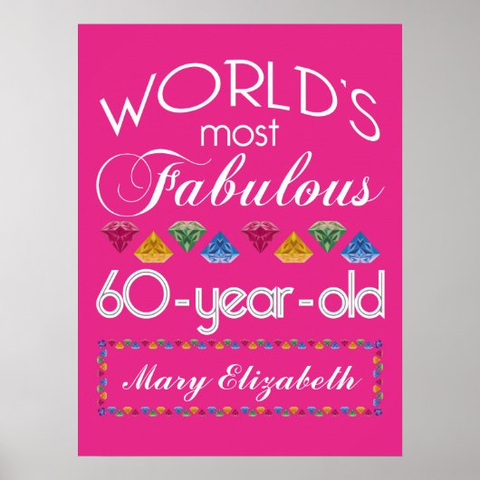 Poster 60e anniversaire plus fabuleux gemmes colorées ros (Devant)