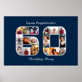 Poster 60e anniversaire Soixante photo Collage bleu marin (Devant)