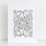 Poster 60s les années 70 Fleurs noir et blanc Imprimer<br><div class="desc">Ce petit nombre super va égayer vos murs ! Fleurs dessinées à la main avec une très 60s et les années 70 ambiance.</div>