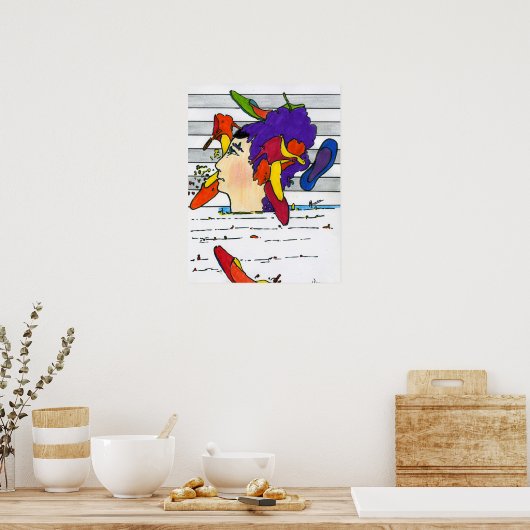 Poster 60s Peter Max style chaussures fenêtre affichage a (Cuisine)