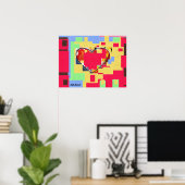 Poster 60s Peter Max style Collage de coeur Peinture Post (Bureau à domicile)