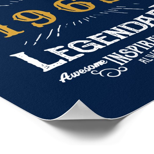 Poster 60th Birthday Born 1963 Ajouter Nom Legend Blue Go (Coin)