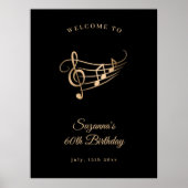 Poster 60th Birthday Gold Music Notes Élégant (Devant)