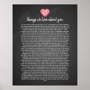 Poster 65 choses que nous aimons chez vous pour des raiso