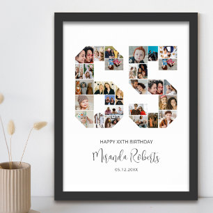 Poster 65e anniversaire Numéro 65 Photo personnalisée Col