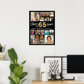 Poster 65th Birthday Black Gold 16 Photo Cheers to Years (Bureau à domicile)