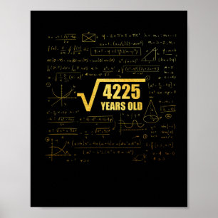 Poster 65th Birthday Square Root of 4225 65 Years Old
