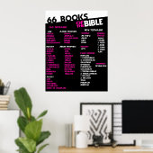 Poster 66 Livres de la Bible rose (Bureau à domicile)