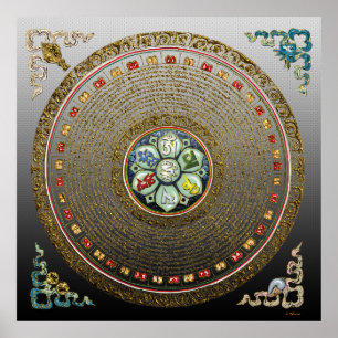 Poster [66] Mantra Mandala "OM" du Tibétain rond