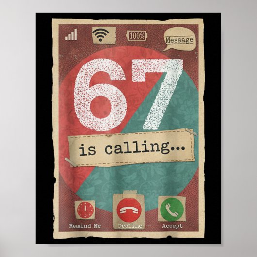 Poster 67 Appelle Drôle Mème de l'argot de la génération (Devant)