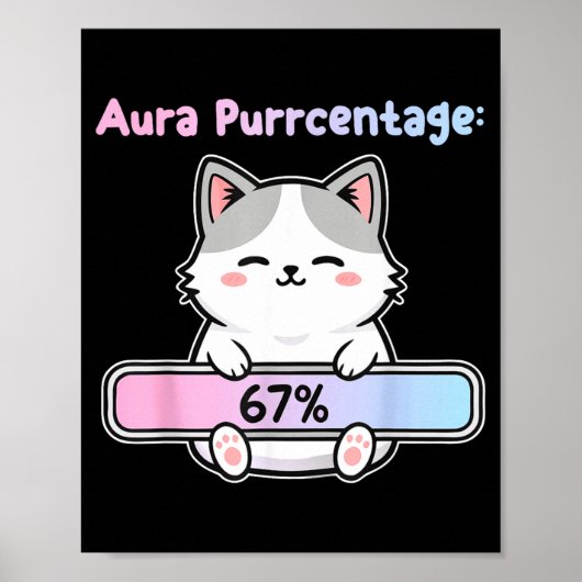 Poster 67 Aura Énergétique de Chat Drôle À Six Sept Mème  (Devant)