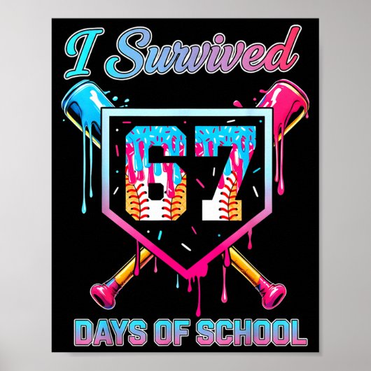 Poster 67 Baseball Ice Cream Drip Six Seven Meme Teachers (Devant)