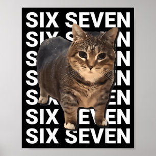 Poster 67 Chat Drôle Six Sept Mème Génération Z Alpha Hum