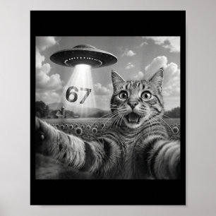 Poster 67 Chat Selfie Avec Des Ufos D'alien Drôle Chat Si