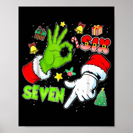 Poster 67 Christmas 6 7 Meme Elf Santa Pajamas Gen Alpha  (Devant)
