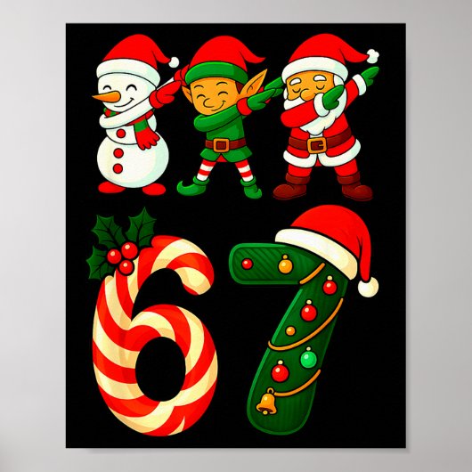 Poster 67 Christmas Dabbing Santa Elf Snowman Funny Six S (Devant)