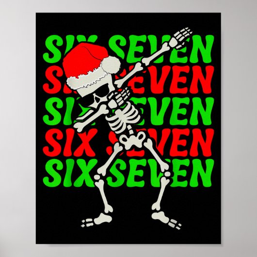 Poster 67 Christmas Funny Six Seven Meme Brainrot Dabbing (Devant)