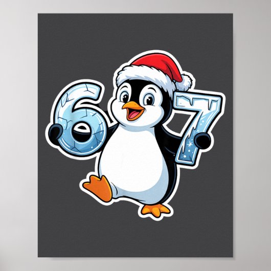 Poster 67 Christmas Penguin Santa Hat Birthday Holiday  (Devant)