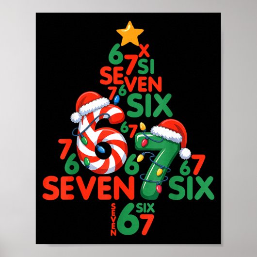 Poster 67 Christmas Tree Candy Cane Holiday Six Seven Mem (Devant)