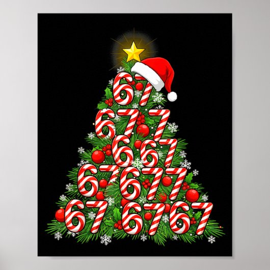 Poster 67 Christmas Tree Candy Cane Holiday Six Seven Mem (Devant)