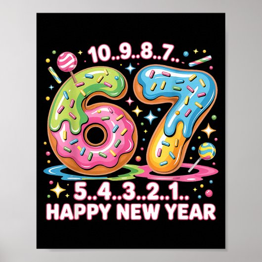 Poster 67 Countdown Happy New Year 2026 Funny Donut Numbe (Devant)