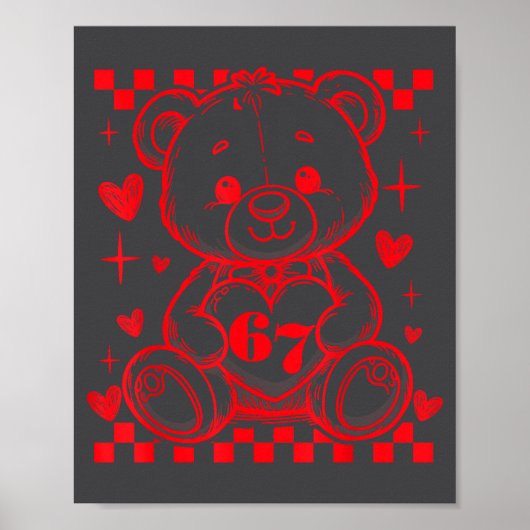 Poster 67 Cute Heart Teddy Bear Valentine's Day Six Seven (Devant)