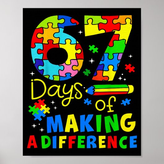 Poster 67 Days Of Making A Difference Funny Teacher Stude (Devant)