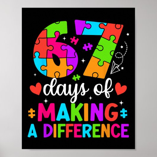 Poster 67 Days Of Making A Difference Funny Teacher Stude (Devant)