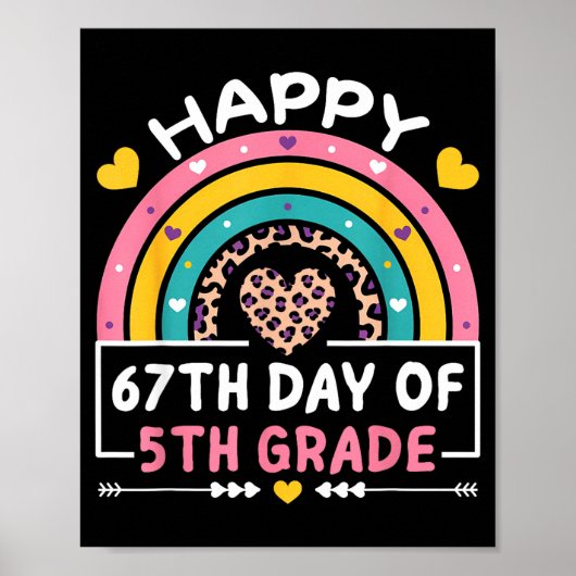 Poster 67 Days Of School Happy 67th Day Of 5th Grade Teac (Devant)