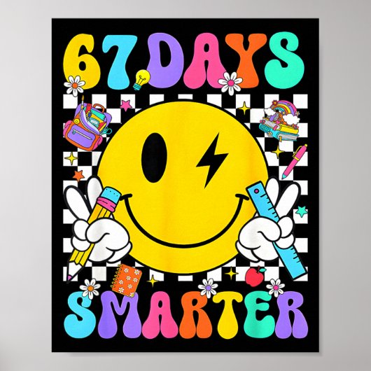 Poster 67 Days Of School Smile Face 67 Days Smarter Teach (Devant)