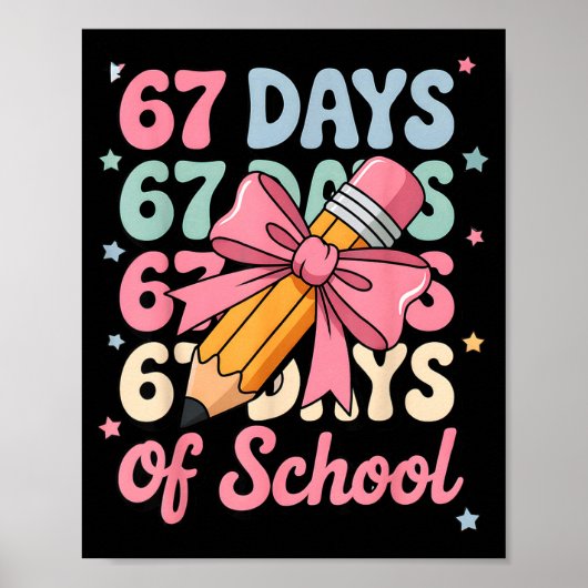 Poster 67 Days Of School Teacher Shirt Cute Preppy Cow Gi (Devant)