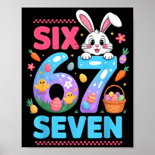 Poster 67 drôle six sept gen mème adorable lapin lapin