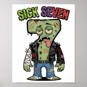 Poster 67 Drôle Zombie Six Sept Humour Mème Brainrot Mala