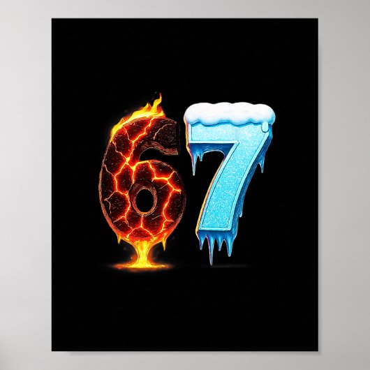 Poster 67 Fire Ice Number Six Seven Meme 67 Alpha Slang (Devant)