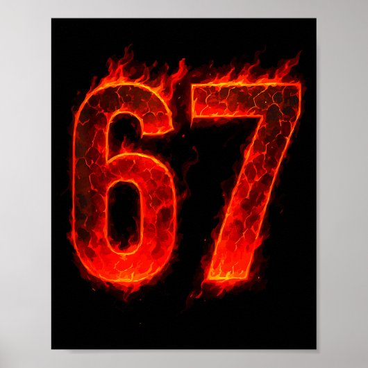Poster 67 Flame Number Six Seven Meme 67 Kid  (Devant)