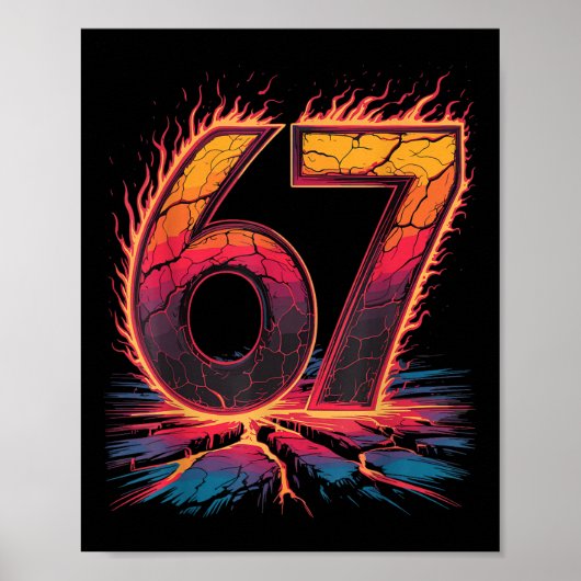 Poster 67 Flame Number Six Seven Meme 67 Kid  (Devant)